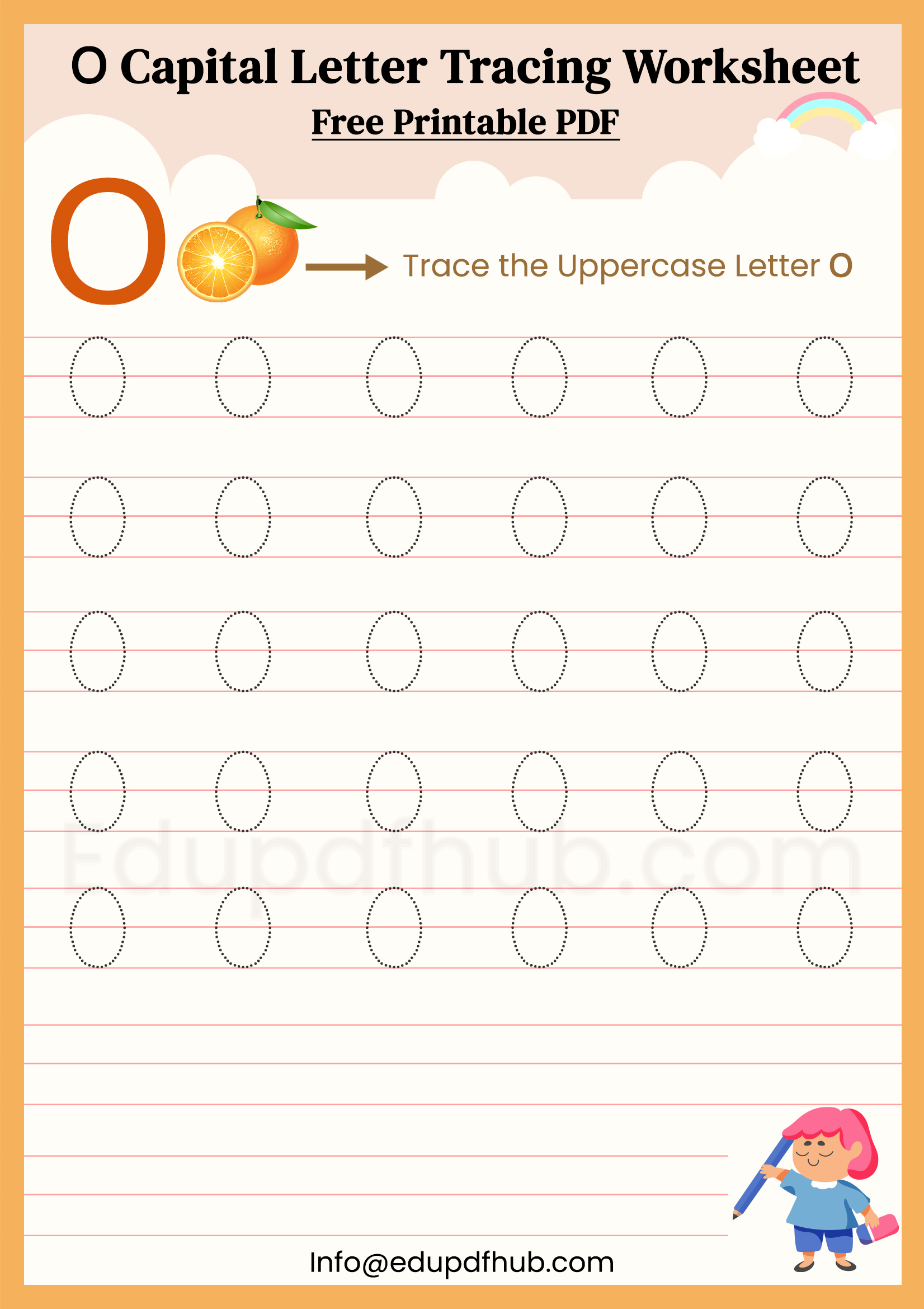 O Capital Letter Tracing Worksheet Printable PDF for Kids